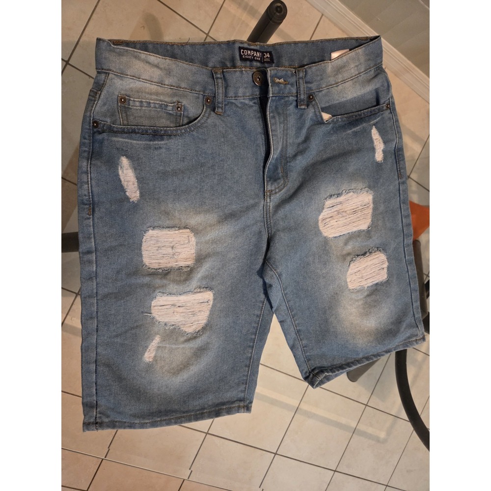 Company 81 Jean Shorts Men's S-34 Distressed/ripped 5 Pocket Light Wash Denim